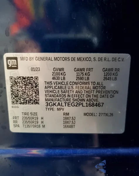 2023 GMC Terrain Sle z USA, uszkodzony, nr VIN 3GKALTEG2PL168467